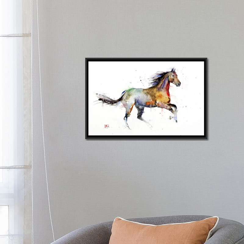 « cheval ii », peinture sur toile tendue, H 18 po x l 26 po x p 1,5 po, Toile avec cadre noir