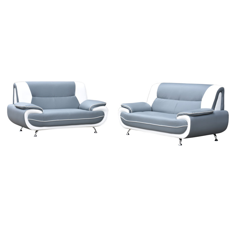 Hartle 2 - Piece Faux Leather Living Room Set, Grey/White