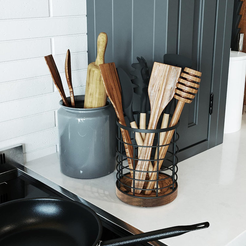 Metal Round Utensil Crock