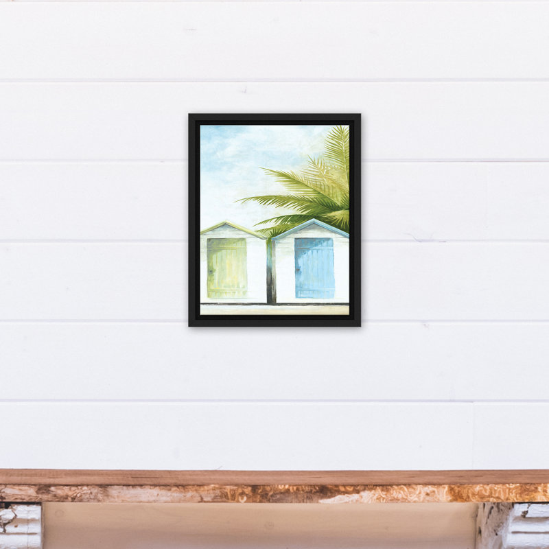 Toile flottante encadrée "Beach Huts", H 15,75 po x l 12,75 po x P 1,75 po, Cadre flottant
