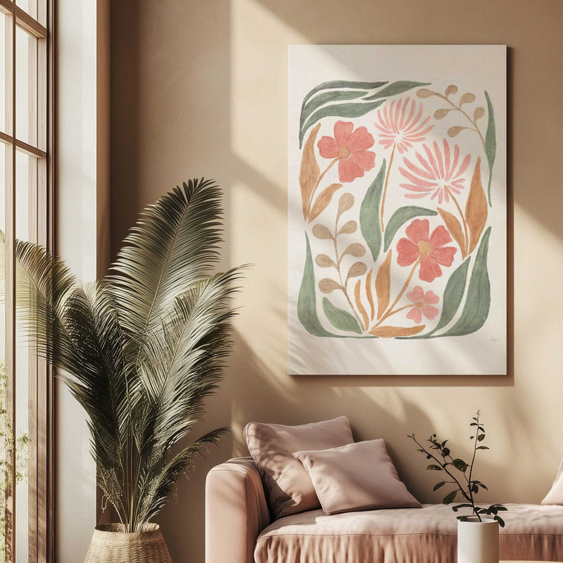 Coral Florals II, toile tendue, H 18 po x l 12 po