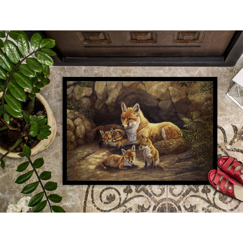 Paillasson d’extérieur antidérapant Fox Family de walthill, Rectangle 1 pi 6 po x 2 pi 3 po