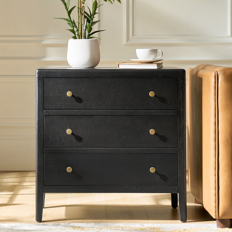 Shera Modern 28"W 3-Drawer Solid End Table with Integrated Power Station, Charcoal
