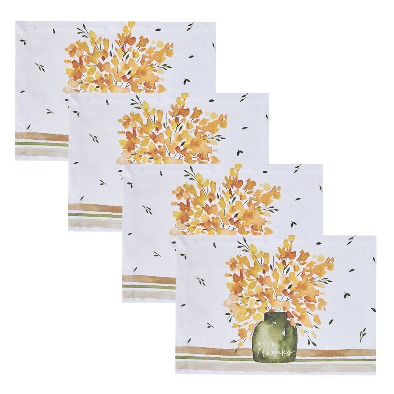 Ensemble de 4 napperons Culp, Floral orange