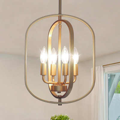Luminaire suspendu géométrique noir moderne à 4 lumières avec abat-jours ovales doubles pour îlot de cuisine