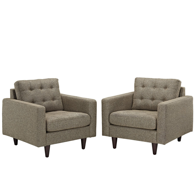 Modway Empress' Mid Century Tufted Arm Chairs, Oatmeal