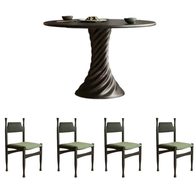 Ensemble de table ronde à pieds rotatifs, H 29,53 po x L 39,37 po x l 39,37 po, Noir