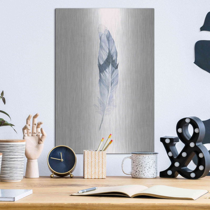 Art mural en métal luxueux «Pink Feather» par Incado, 12 po x 16 po, H 16 po x l 12 po
