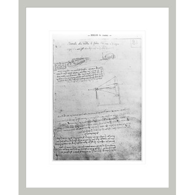 Fol. 81r from the Codex Atlanticus 1478-1518 (pen &amp; ink on paper) by Leonardo da Vinci -Framed Giclee Print