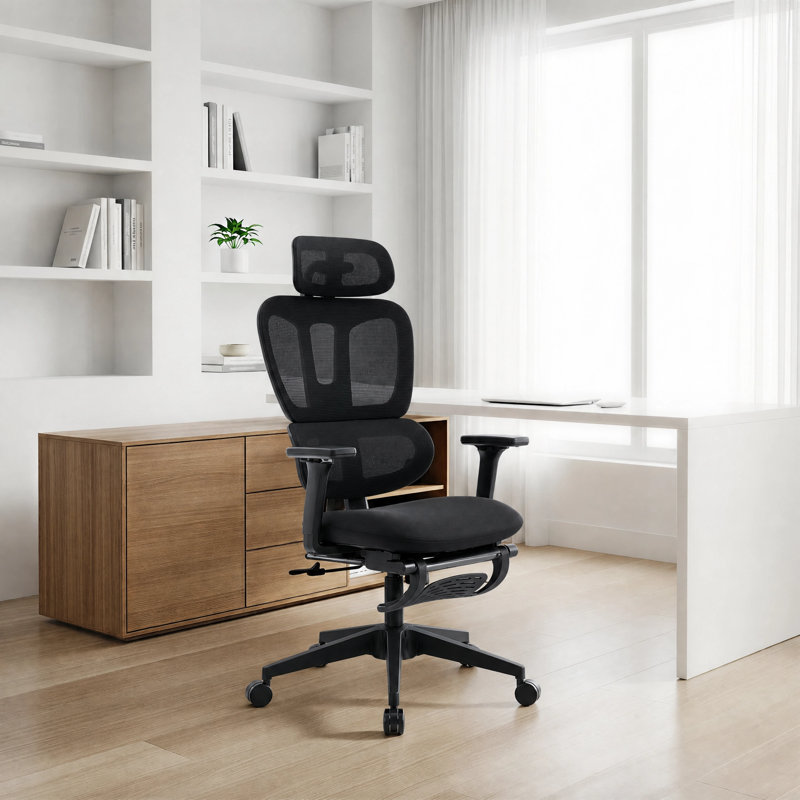 Milhollen Ergonomic Mesh Office Chair for Home and Office,Swivel Adjustable Desk Chair, Black