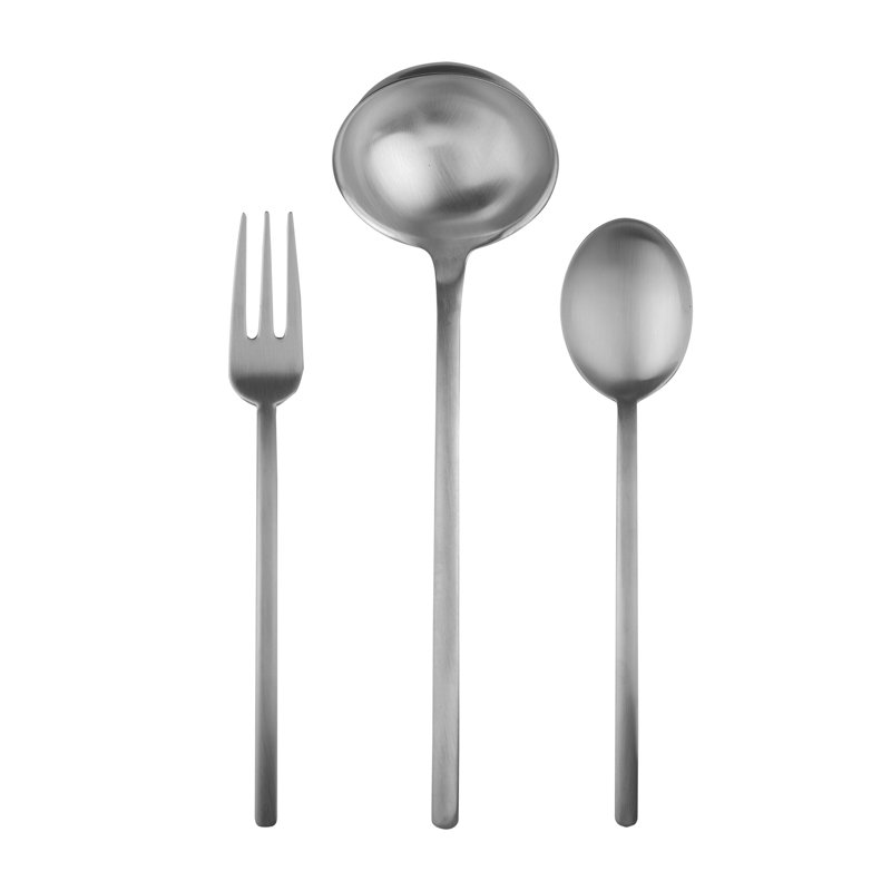 Due 3 - Piece Stainless Steel Hostess Set, 11.75" L x 3.7" W, Ice Silver