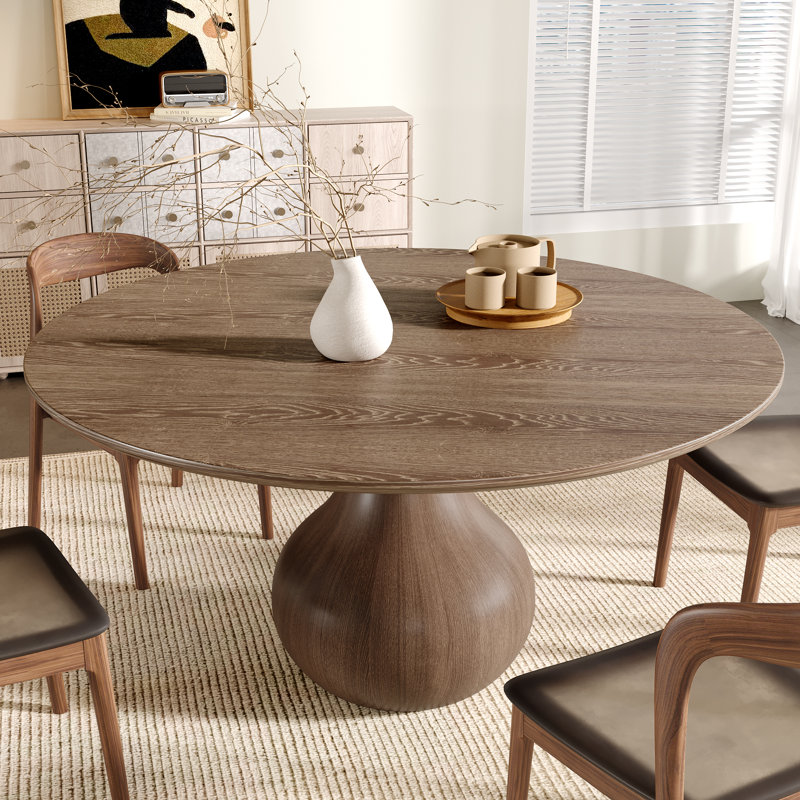 Table de salle à manger en bois massif Farmhouse, H 29,52 po x L 53,15 po x l 53,15 po, Noyer foncé