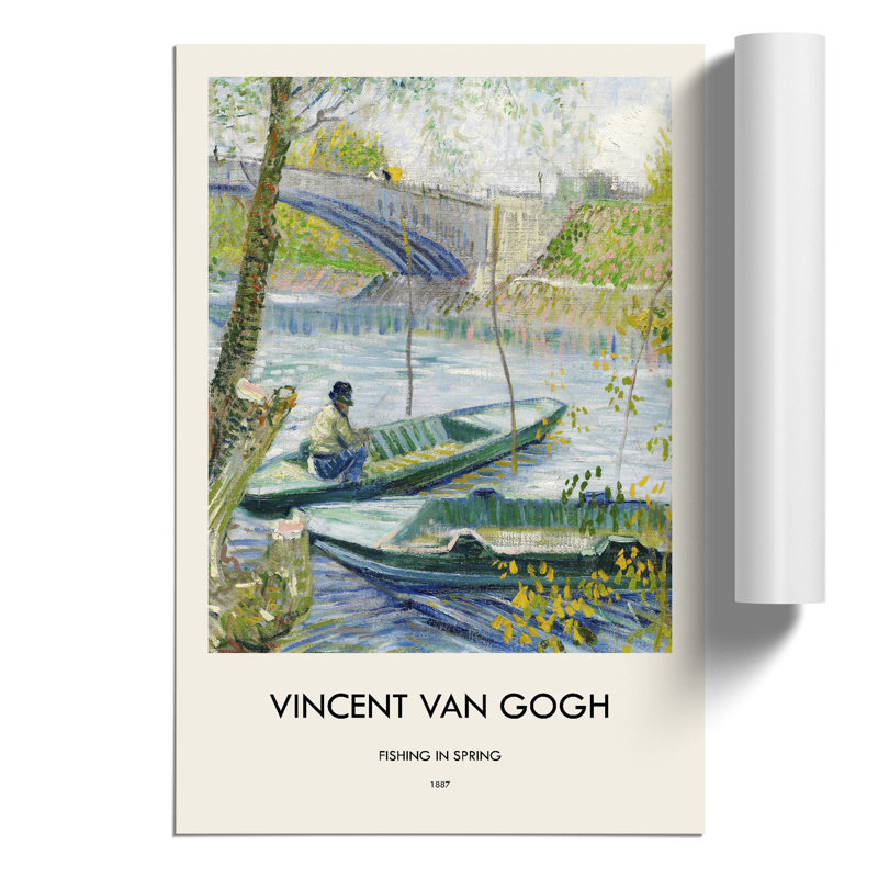 Fishing In Spring by Vincent Van Gogh - No Frame Painting, 42cm H x 30cm W x 0.1cm D