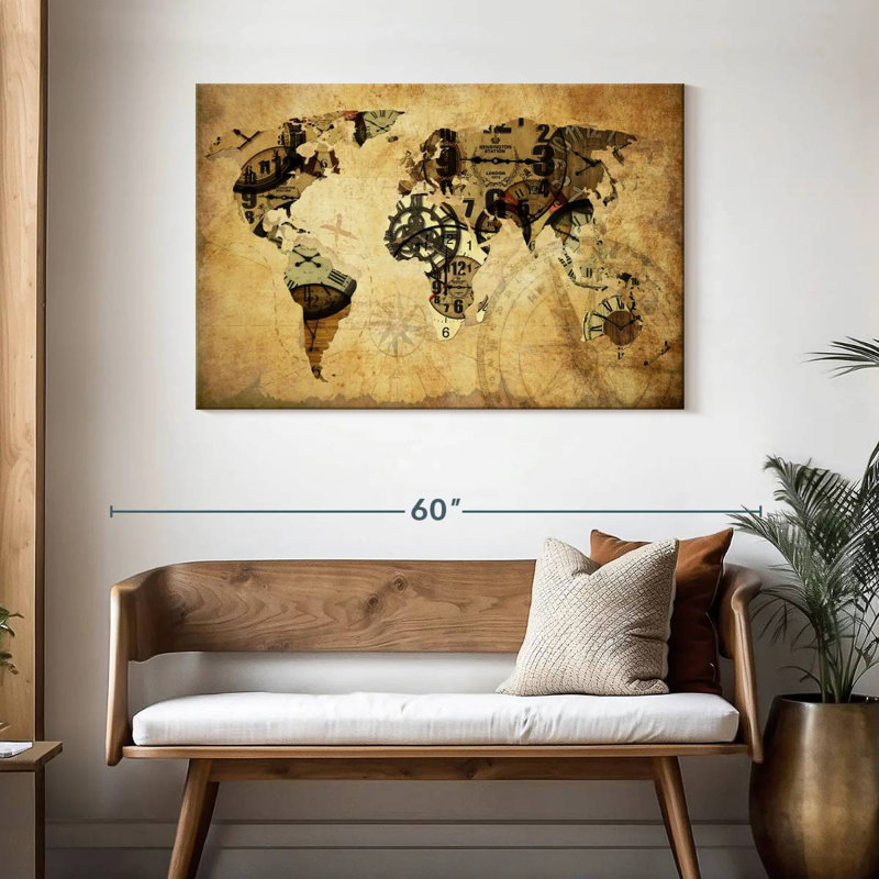 Aliaz Time World Map, 30" H x 45" W
