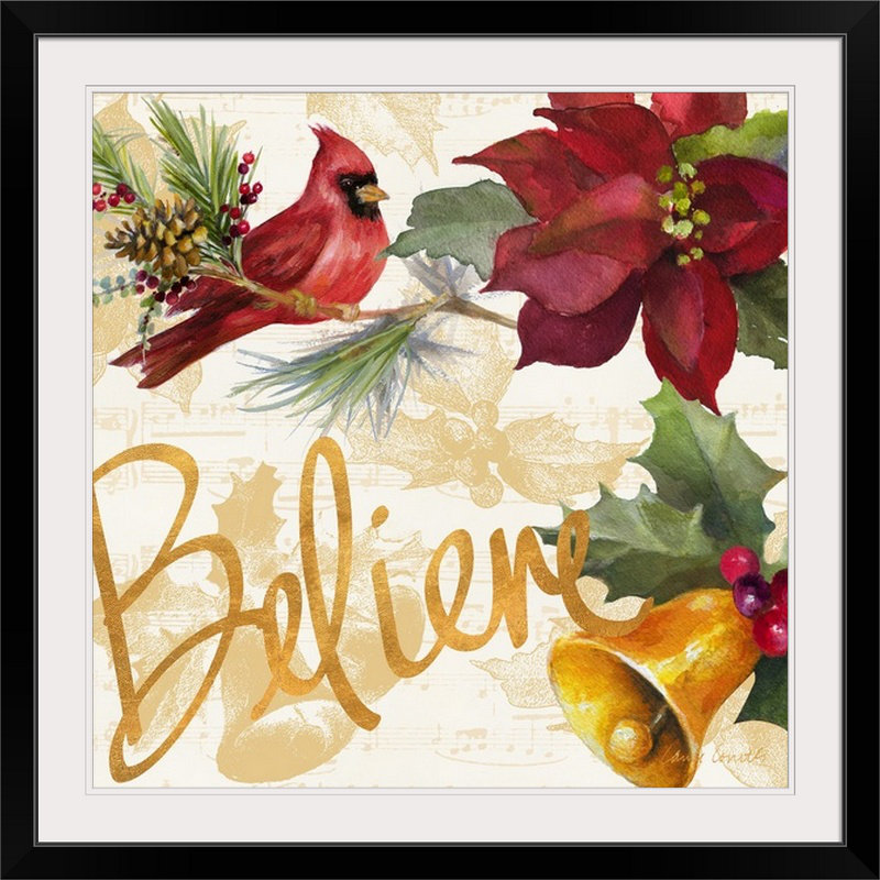 « christmas art christmas poinsettia iv » par lanie loreth, impression, H 35 po x l 35 po x P 1,5 po, Toile