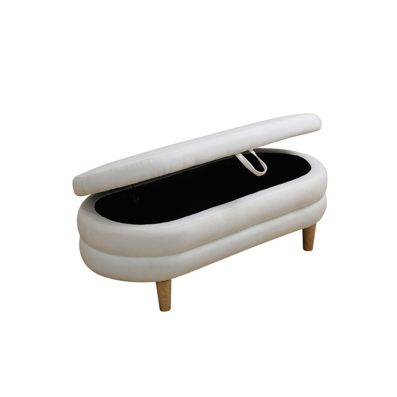 Repose-pieds rembourré avec rangement, Beige