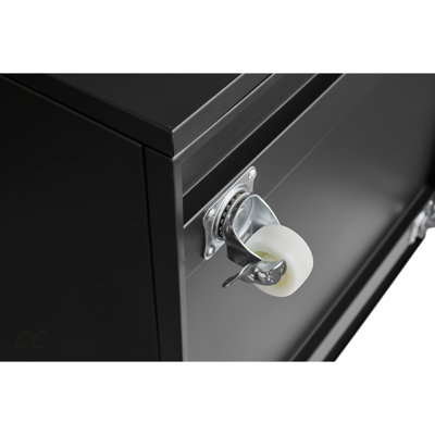 Black Metal Double-Door Printer Cabinet With 360° Lockable Casters, Adjustable Shelves, Waterproof Storage Cabinet For Office / Home / Garage, Sideboard