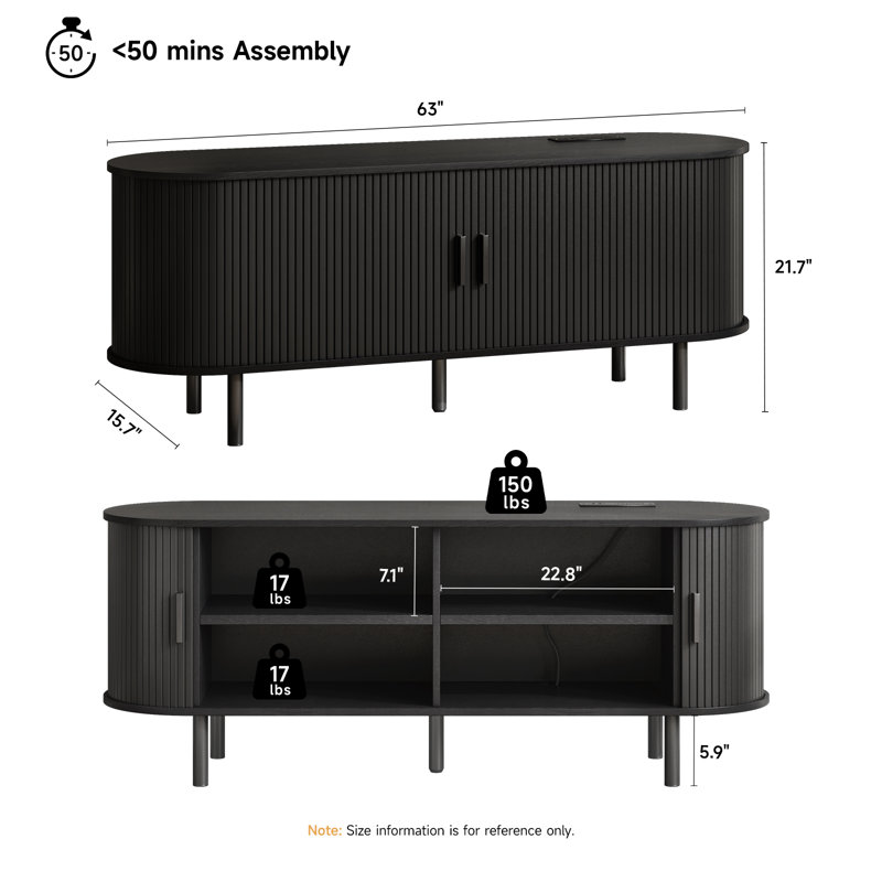 Modern TV Stand for 55''-80'' TVs with Storage