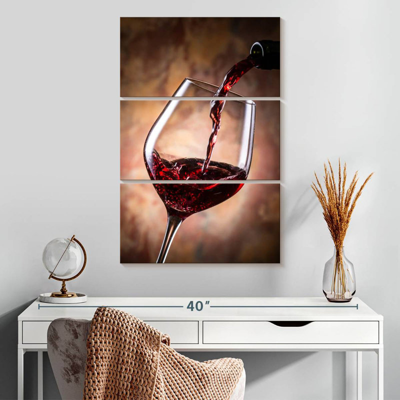 Yarlin Red Wine In Glass, 32" H x 20" W