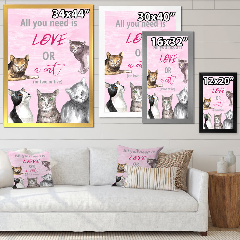 Carte pour les amateurs de chat - Peinture sur toile, H 20 po x l 12 po, Cadre photo argenté