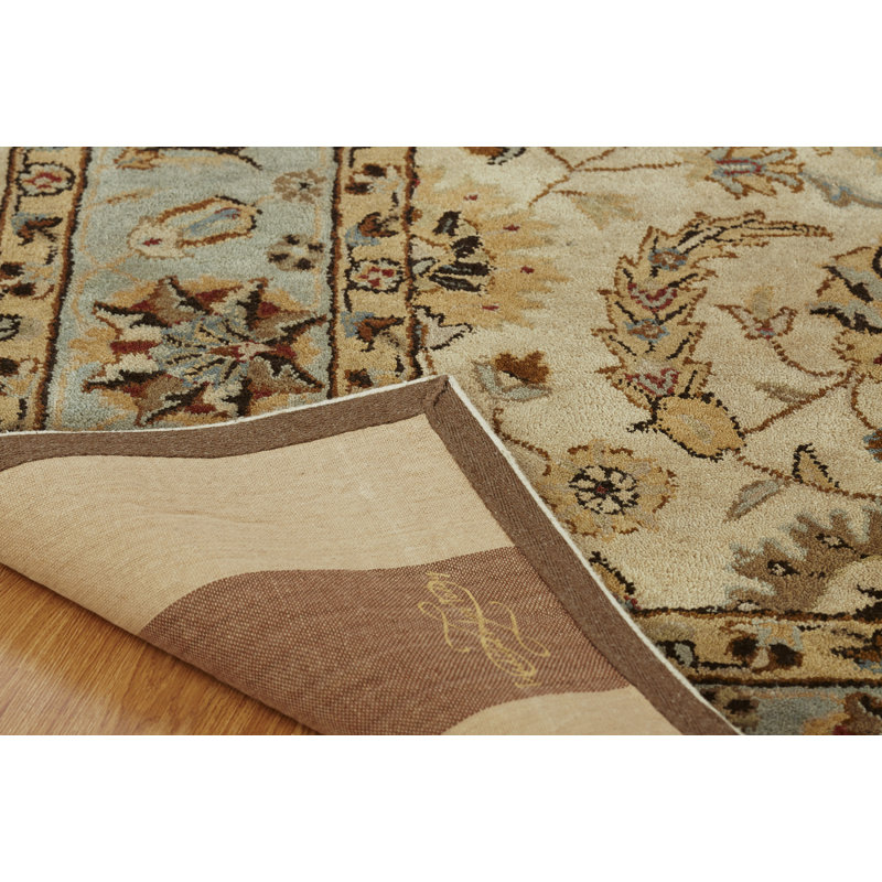 Wool Oriental Area Rug in Beige, Rectangle 9'6" x 13'6"