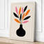 Vase with Radiating Leaves Mid-Century 1 Piece Wrapped Canvas Wall Art-1112587087-1112587084