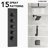  Thermostatic Dual Showerheads System, Ceiling Mount 16" High-Pressure Rainfall Shower Faucet with Handheld Spray and Body Jet-93884723