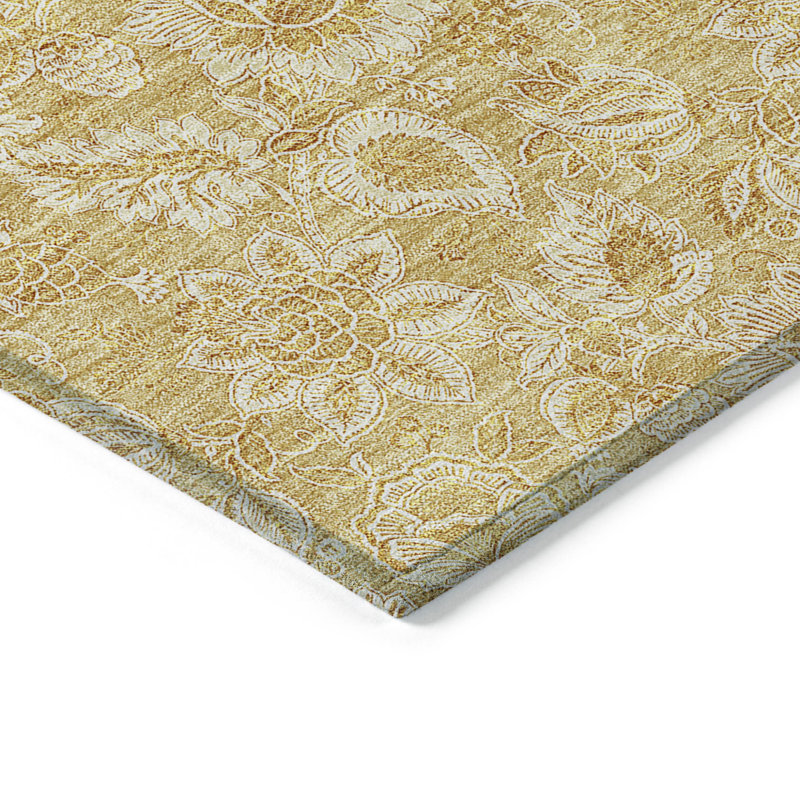 Tapis extérieur lavable floral 3 pi x 5 pi blé
