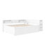 Lit de jour double avec couchette, structure en bois avec tiroirs de rangement, tablettes latérales et bureau, blanc-182192905-182192917