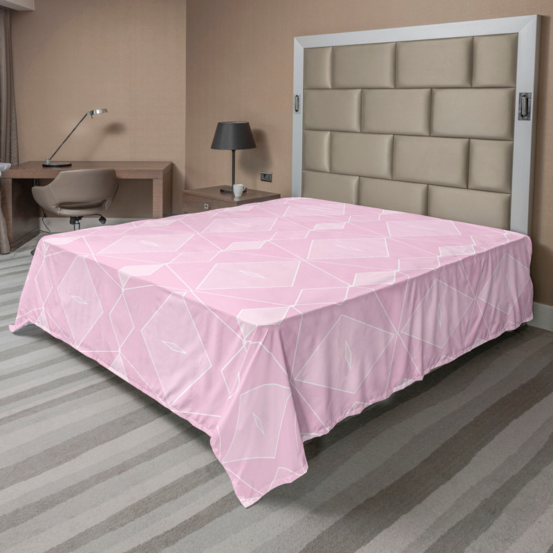 Drap plat moderne de style bohème Ambesonne, Drap plat pour très grand lit californien, Mauve pâle / motif abstrait rosé