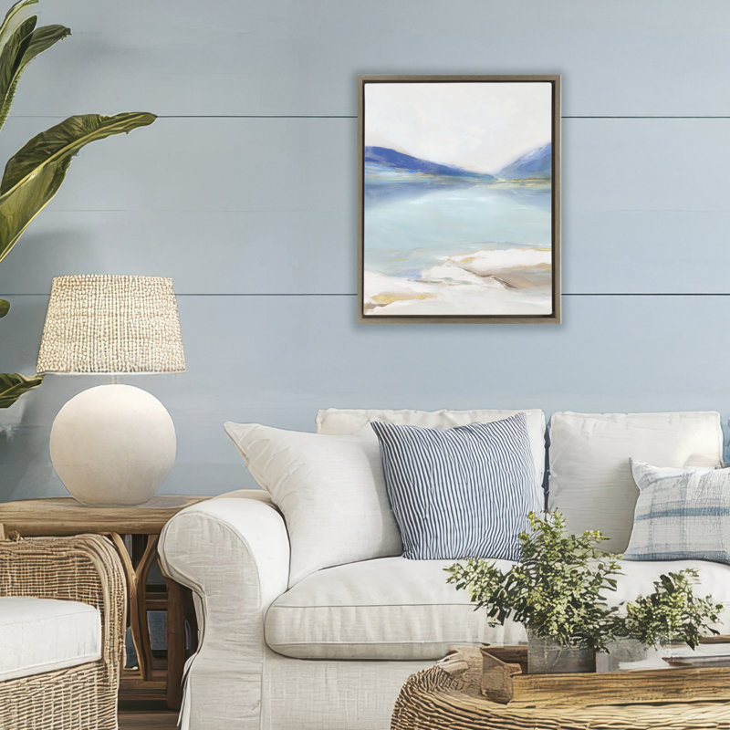 Cadre flottant Cerulean Vista Seascape, conception par Ian C., Cadre flottant orme Montalcino, H 21 po x l 17 po