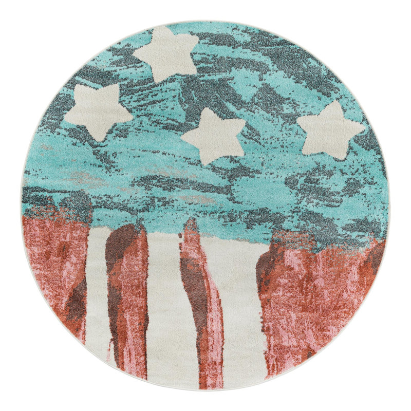 Unique Loom Americana Whimsy Kids Rug, Round 6'1"