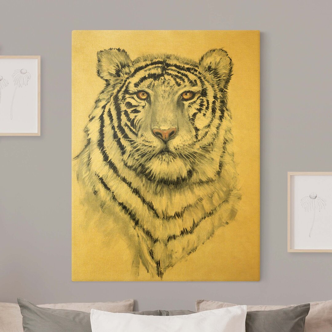 Leinwandbild Portrait Eines Weißen Tigers I