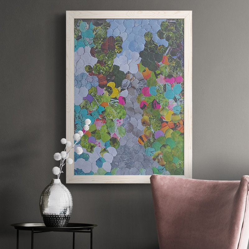 "Magenta Garden" par Coco Good, reproduction sur toile, Cadre blanc, H 37,5 po x l 27,5 po x P 1 po