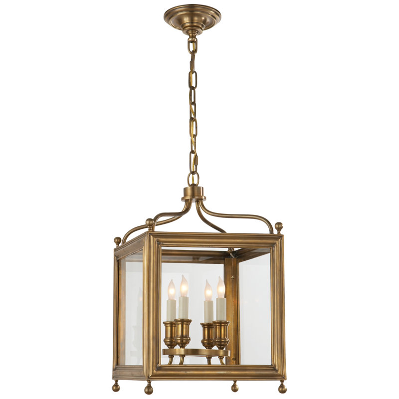 J. Randall Powers Greggory Small Lantern, 19" H x 12" W x 12" D, Hand-Rubbed Antique Brass