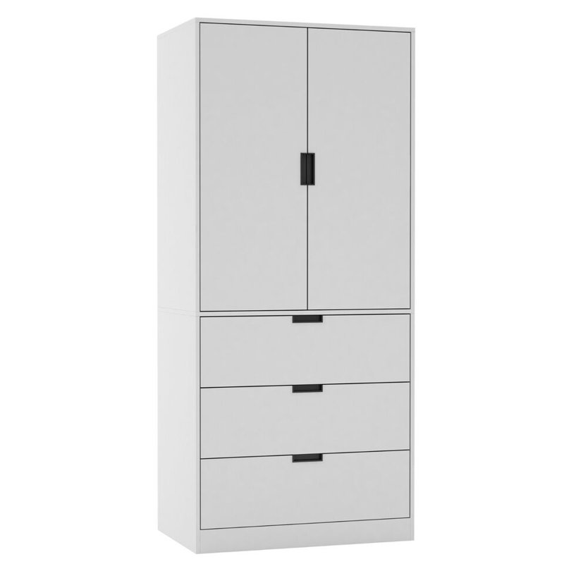 Stephy Solid Wood Wardrobe, White