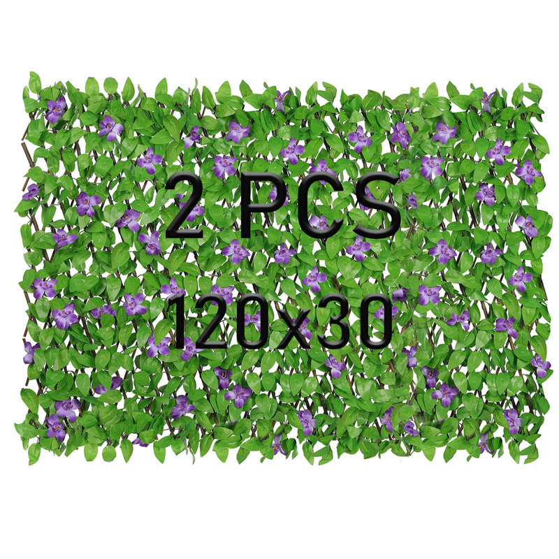 Panneau de clôture extensible Faux lvy, Vert / mauve