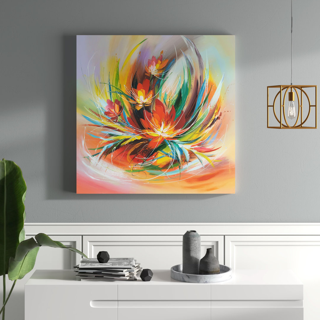 " Vibrant Whirlwind Flower " Painting Print Wade Logan®
