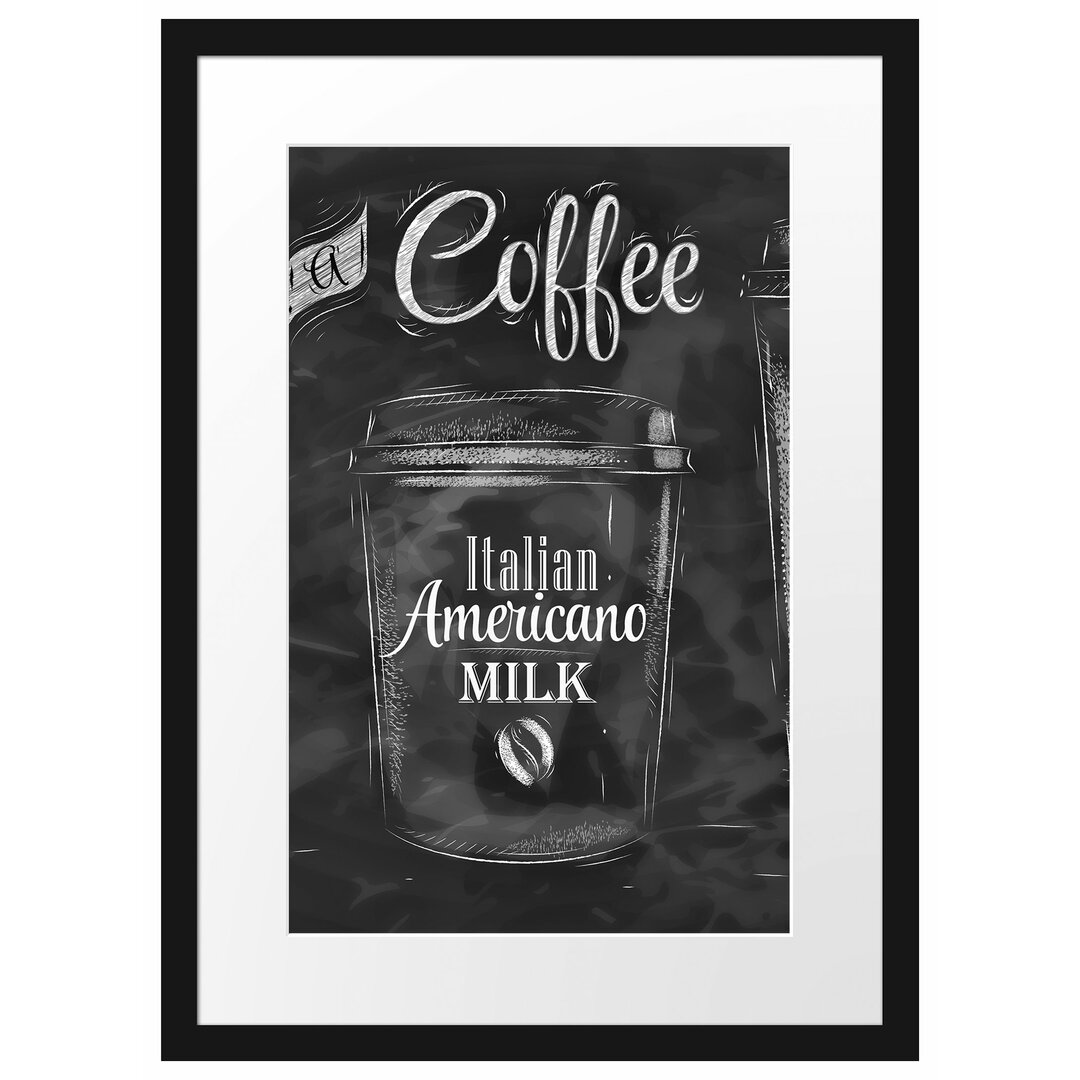 Gerahmtes Poster Take A Coffee - Kaffee zum Mitnehmen