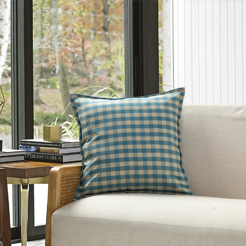 Michael Penney  Buffalo Check Pillow Cover With Polyester Insert-set Of 2, Blue, Feather