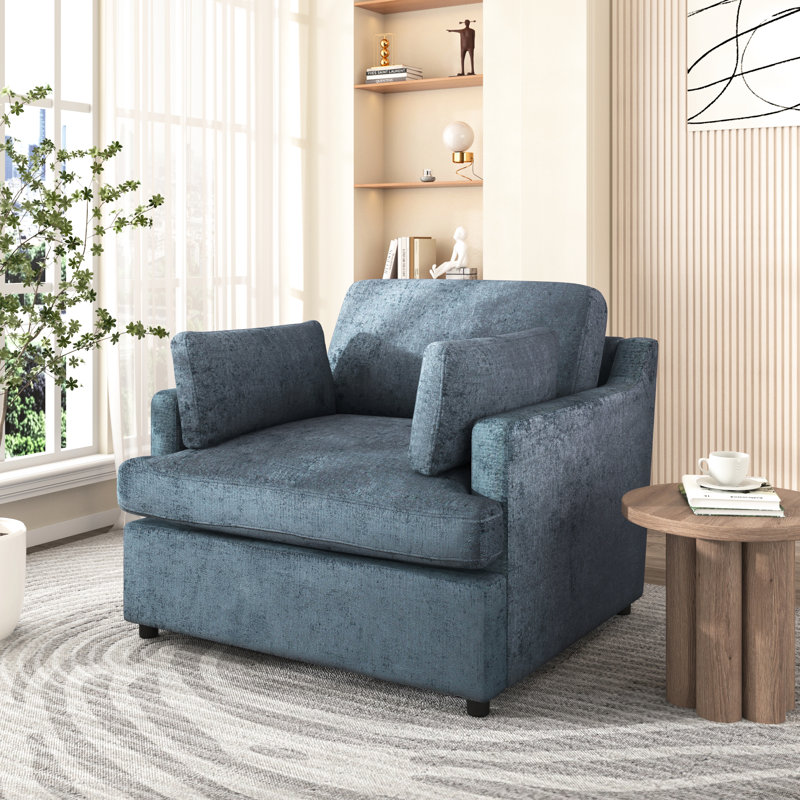 Fauteuil d'appoint surdimensionné en bleu - rembourrage en mousse, angle élégant, polyvalent pour la maison, l 37 po x P 34,6 po x H 31,1 po.