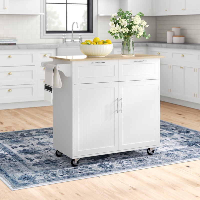 Cheng Kitchen Island, Rubberwood