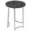 Table d'appoint ronde en métal avec dessus en faux marbre gris