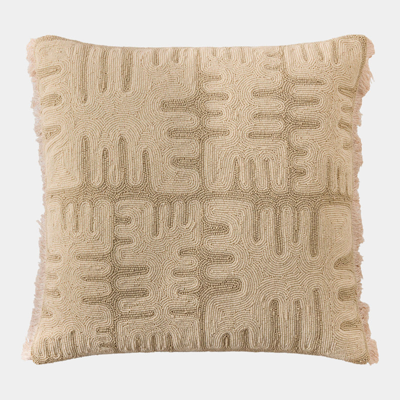 Duafe Beaded Pillow Cover & Insert, Sand