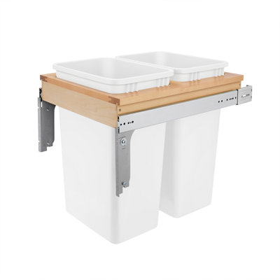 Rev-A-Shelf Wood Top Mount Pullout Trash Can(s) for Full-Height Cabinets, 50 qt., White 