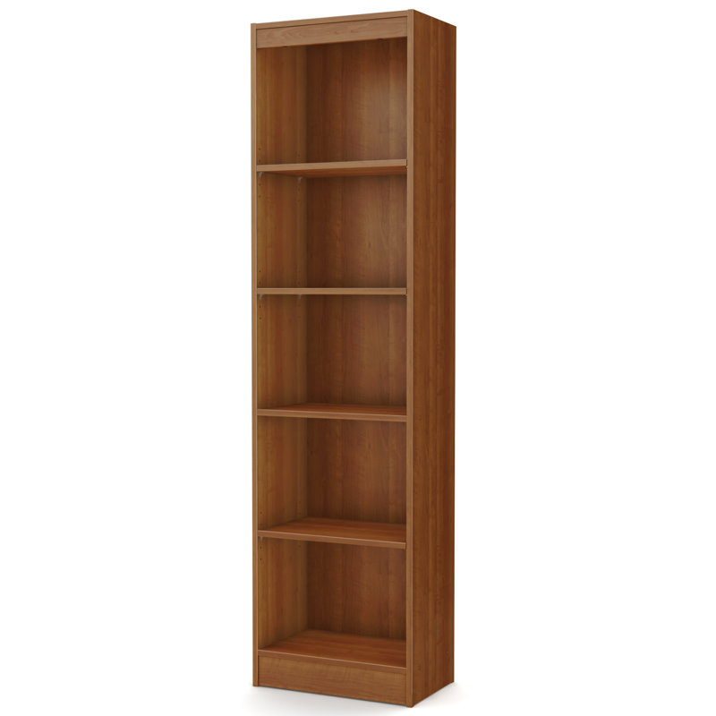 Axess Narrow 5-Shelf Narrow Bookcase Pure White, Morgan Cherry