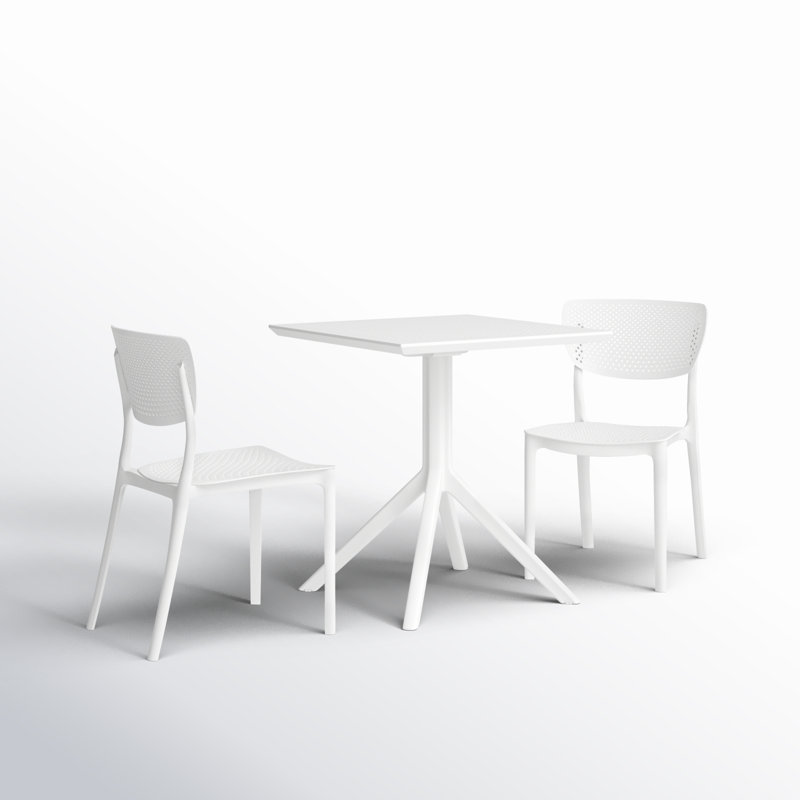 Ensemble de salle à manger 3 pièces Farrah, Blanc, H 29,5 po x L 27,5 po x l 27,5 po