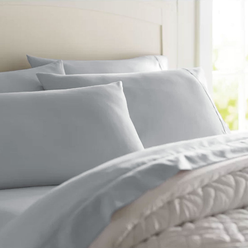 Soft Microfiber Sheet Set - Basics by Wayfair™, Queen Sheet Set with 4 Pillowcases, Light Gray