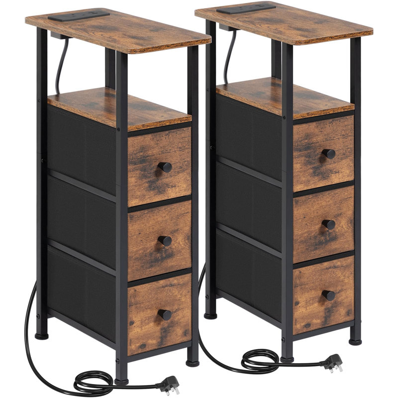 20cm W Metal Bedside Table