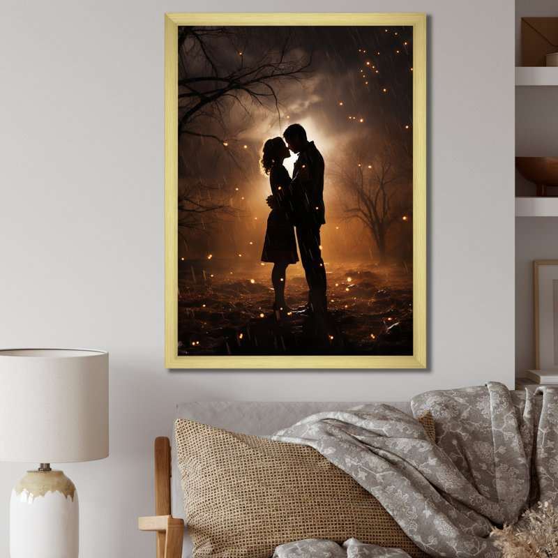 " Wedding Couple Celestial Union I ", 44" H x 34" W x 1.5" D, Gold Single Picture Framed